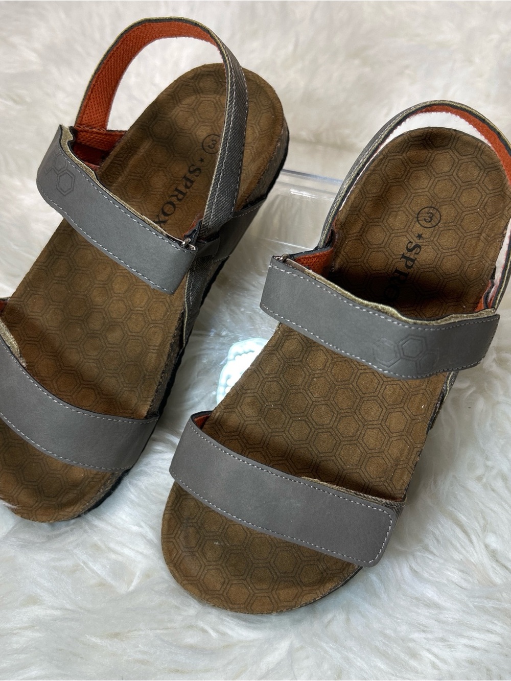 SPROX Size 3 Girls new Gray Dual-Strap Comfort Sandals